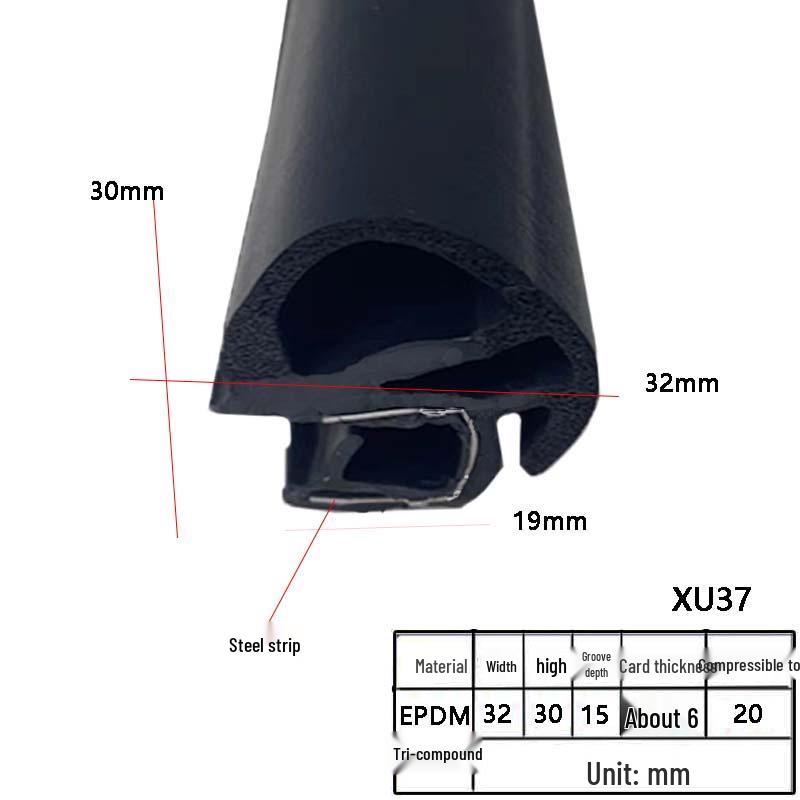 U-Shaped Rubber Steel-Backed Sealing Strip for Car Doors and Cabinets