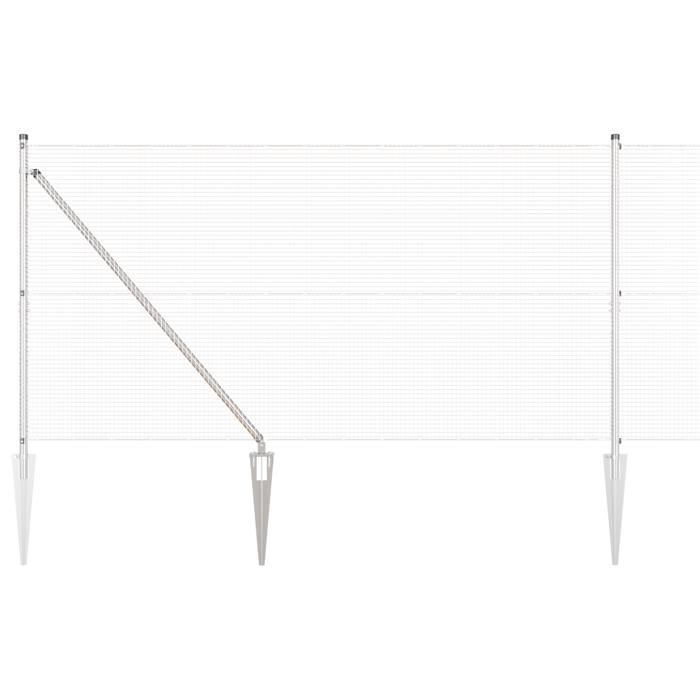 VidaXL Welded Wire Fence with 13 Picket Posts 1.4x25 M Galvanized Steel 3351970