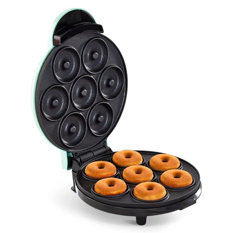 ABWR-Electric Donut Maker Automatic Heating Egg Cake Bread Baking Machine 700W Kitchen Breakfast Makes 7 Donuts US Plug