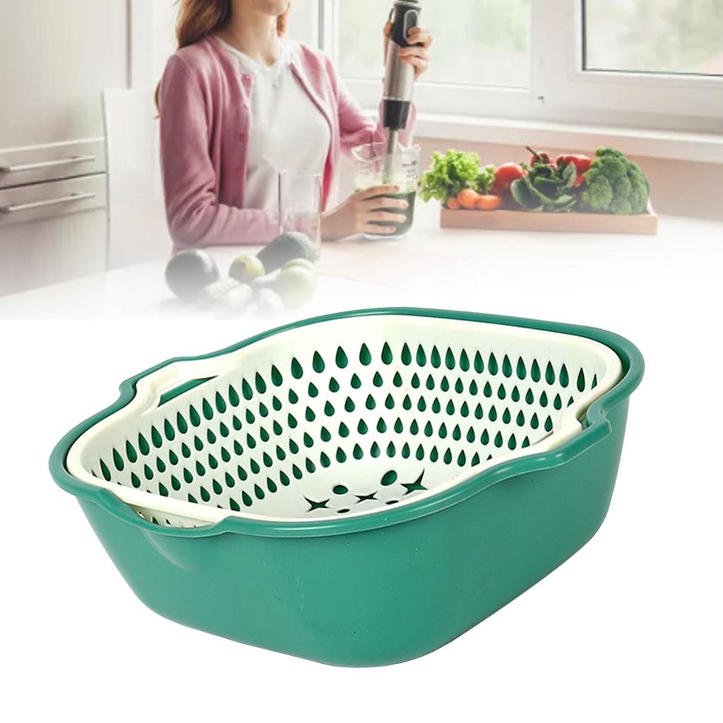 Küche Sieb Schüssel Doppel Schicht Gemüse Waschen Korb Verdicken Kunststoff Ablauf Becken Küche