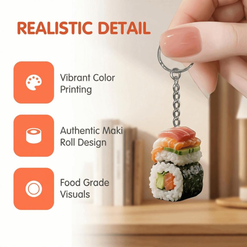 Cute Sushi Food Pendant Mini 2D Hanging Ornament Fashion Sushi Keychain Bag Charm