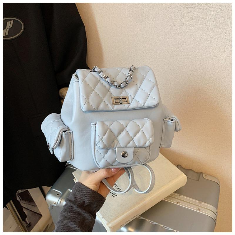 

Женский рюкзак, осенняя новинка, модный, высококлассный, с ромбовидным узором, повседневный, универсальный, дорожный, маленький рюкзак синий