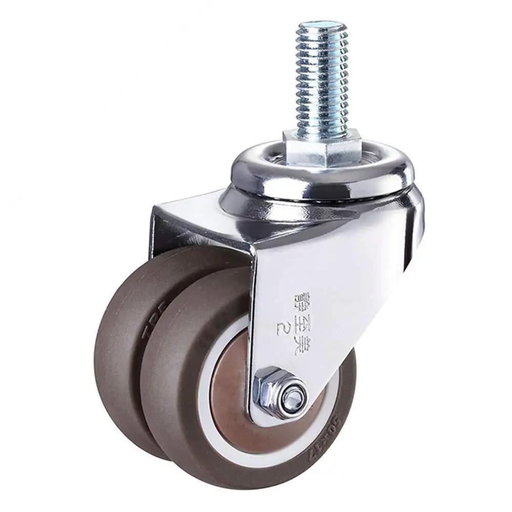 4Pcs 2 inch Heavy Duty Swivel Stem Rubber Caster Wheels M12 x 25mm Locking Casters Replacement Casters for Furniture