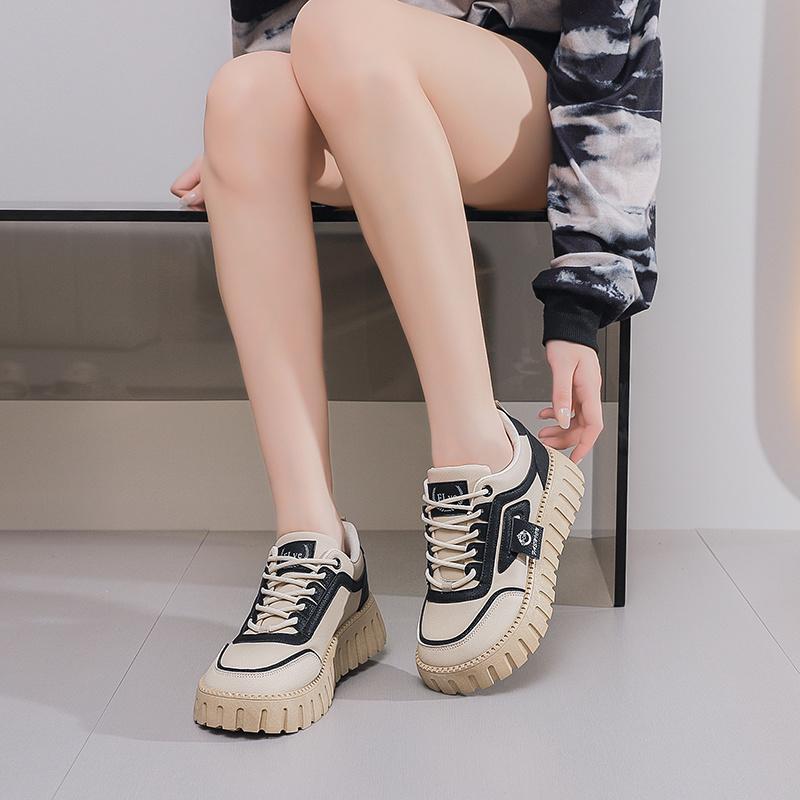 Fashion Perforated Ecoleather High Heels Shoes For Women Big Sneakers Dark Blue Shoes Sport Low Cost Best-selling Trainers