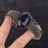 Blauer Sonnenstein Armreif Kupferdraht gewickelt Manschettenarmband Edelstein Schmuck verstellbar Manschettenarmband Kupferdraht Wickelschmuck handgemachtes Armband