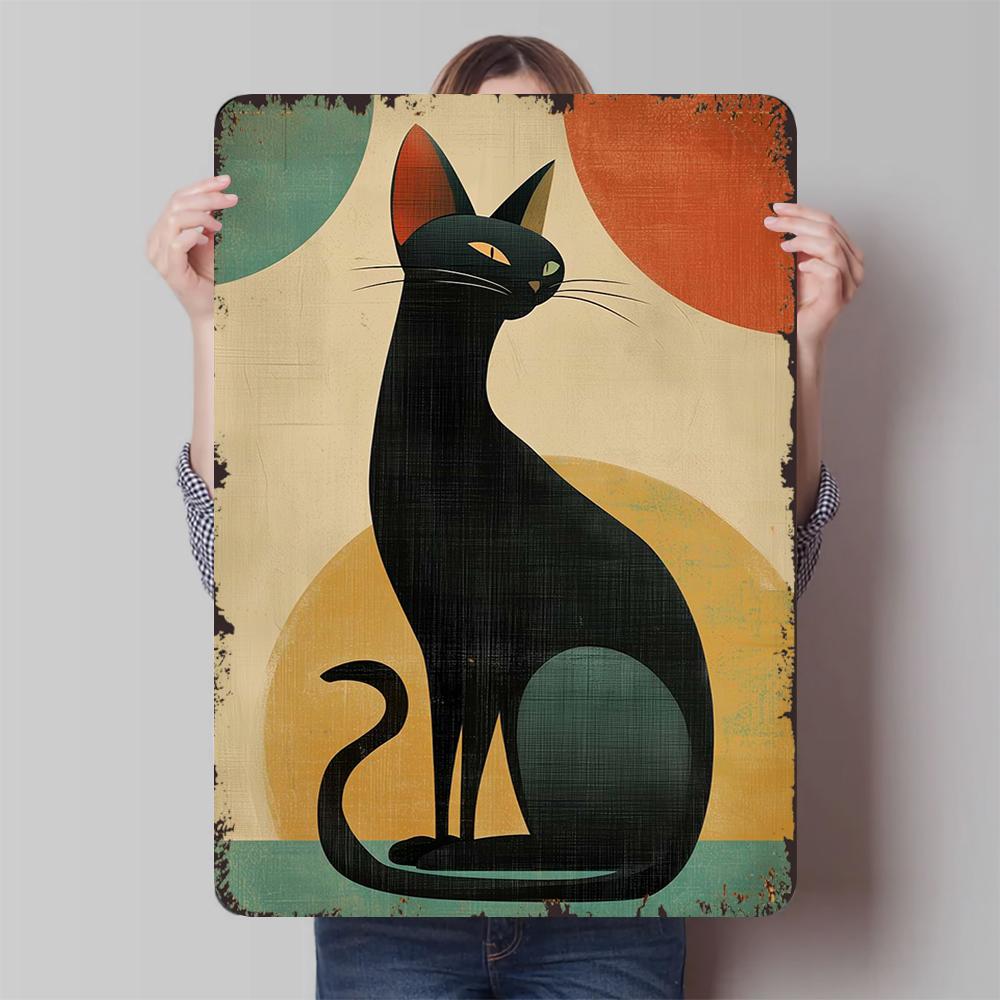 Modern Minimalist Egyptian Style Black Cat Iron Wall Art Vintage Decorative Hanging for Living Room