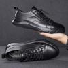 Autumn Winter Men Genuine Leather Pure Black Casual Skateboarding Shoes Sneakers Luxury Brand Designers Plus Big Size 47 48