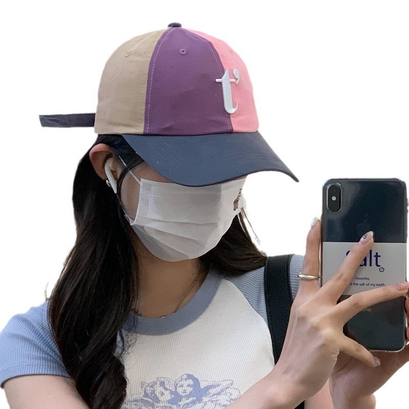 Retro color matching baseball caps for children, big head circumference, small face, deep top and wide brim, spring and summer thin peaked caps