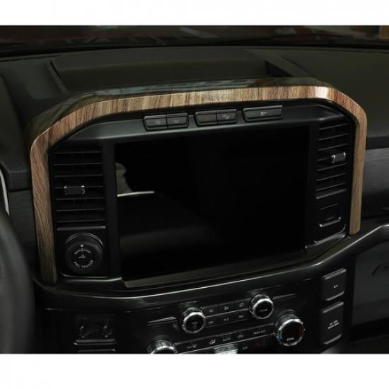 Front Central Control GPS Navigation Decor Trim For Ford F150 + Wood Grain