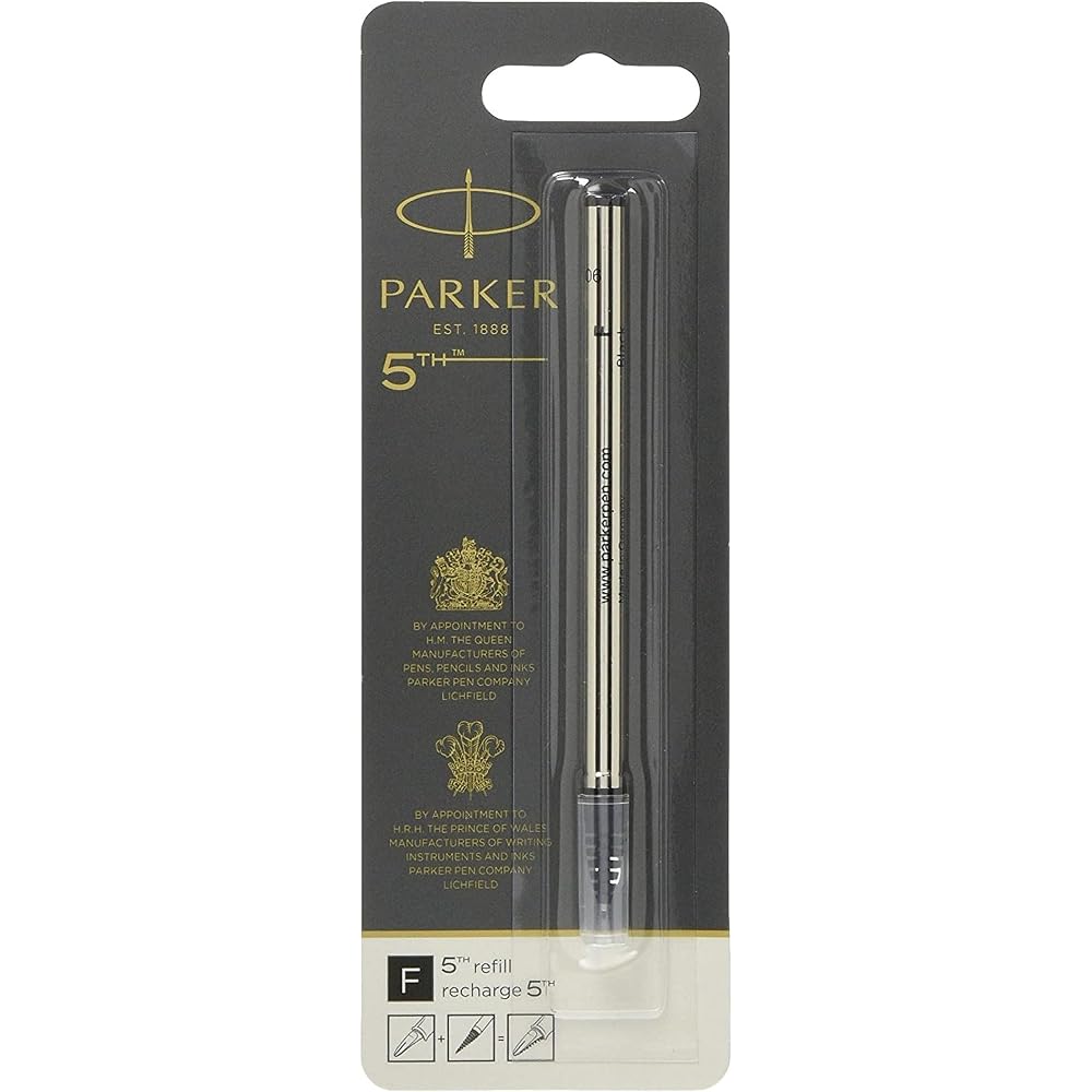 PARKER Parker 5th Ballpoint Pen Refill, Black, 1 Pack, Black, F Fine, Water-based Ballpoint Pen R...
