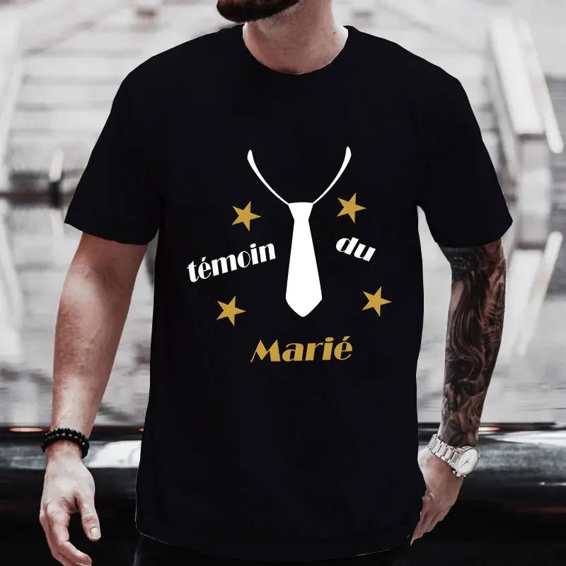 Französisch EVG Team Bräutigam T-Shirts Zukünftige Bräutigam Truppe T-Shirt Trauzeuge Krawatte Grafik Hochzeitsoberteile Freund Junggesellenabschied T-Shirt