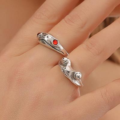 Retro Frog Series Ring For Men Women Silver Color Punk Gothic Open Ring Handmade Designer  Unisex Creative Accessories