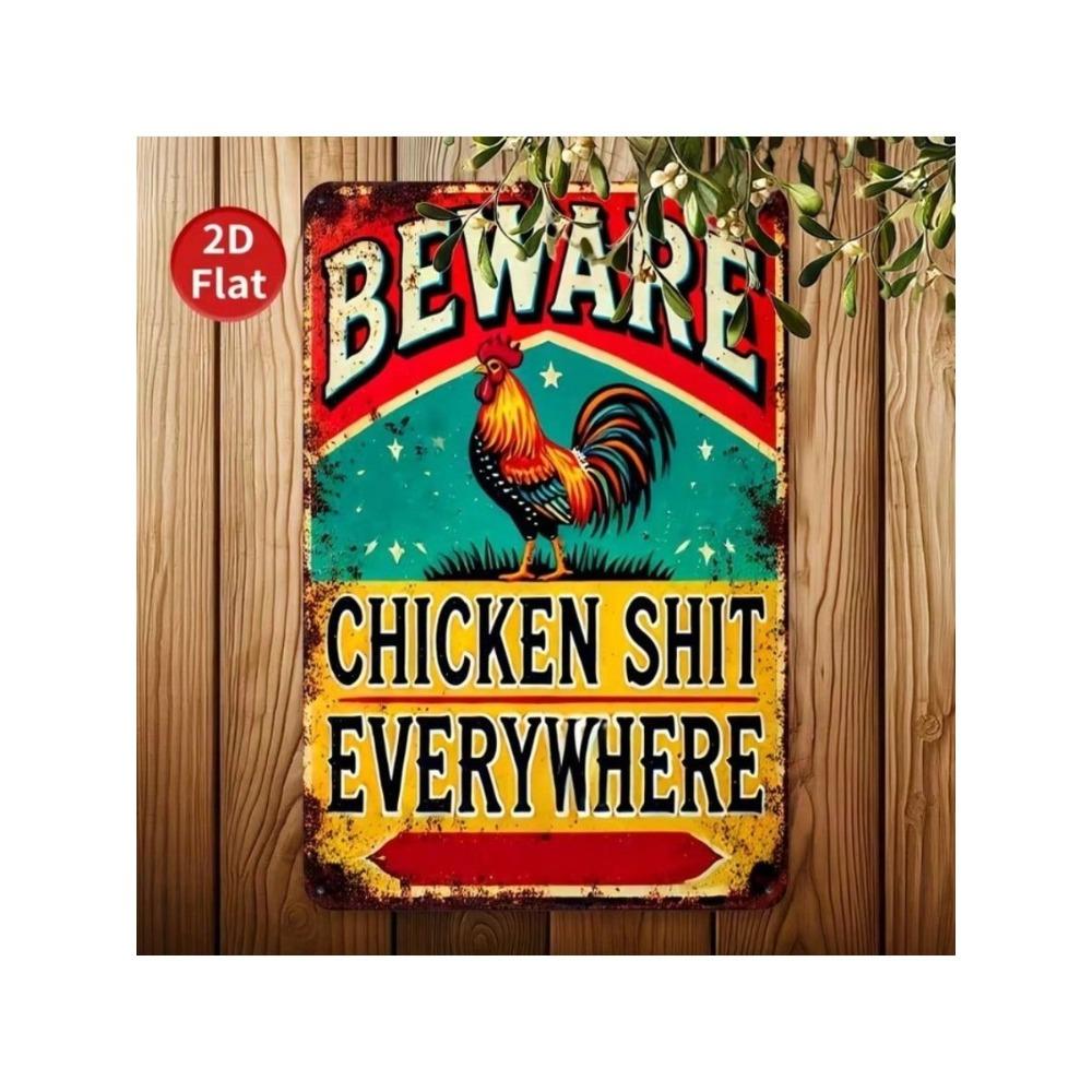 Retro Metal Chicken Sign Wall Decor Farmhouse Kitchen Bar Ornament