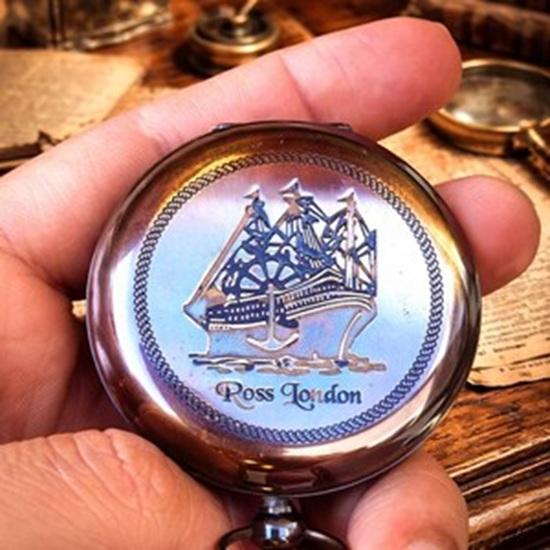 -Handmade Brass Pocket Compass, Push Button, Ross London