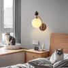 Innen Globus Glas Wandleuchte Schirm Retro Holz Wandleuchte Modern Minimalistisch Nachttisch Wandlampe Mid Century Nordische Wandmontierte Laterne für Wohnzimmer