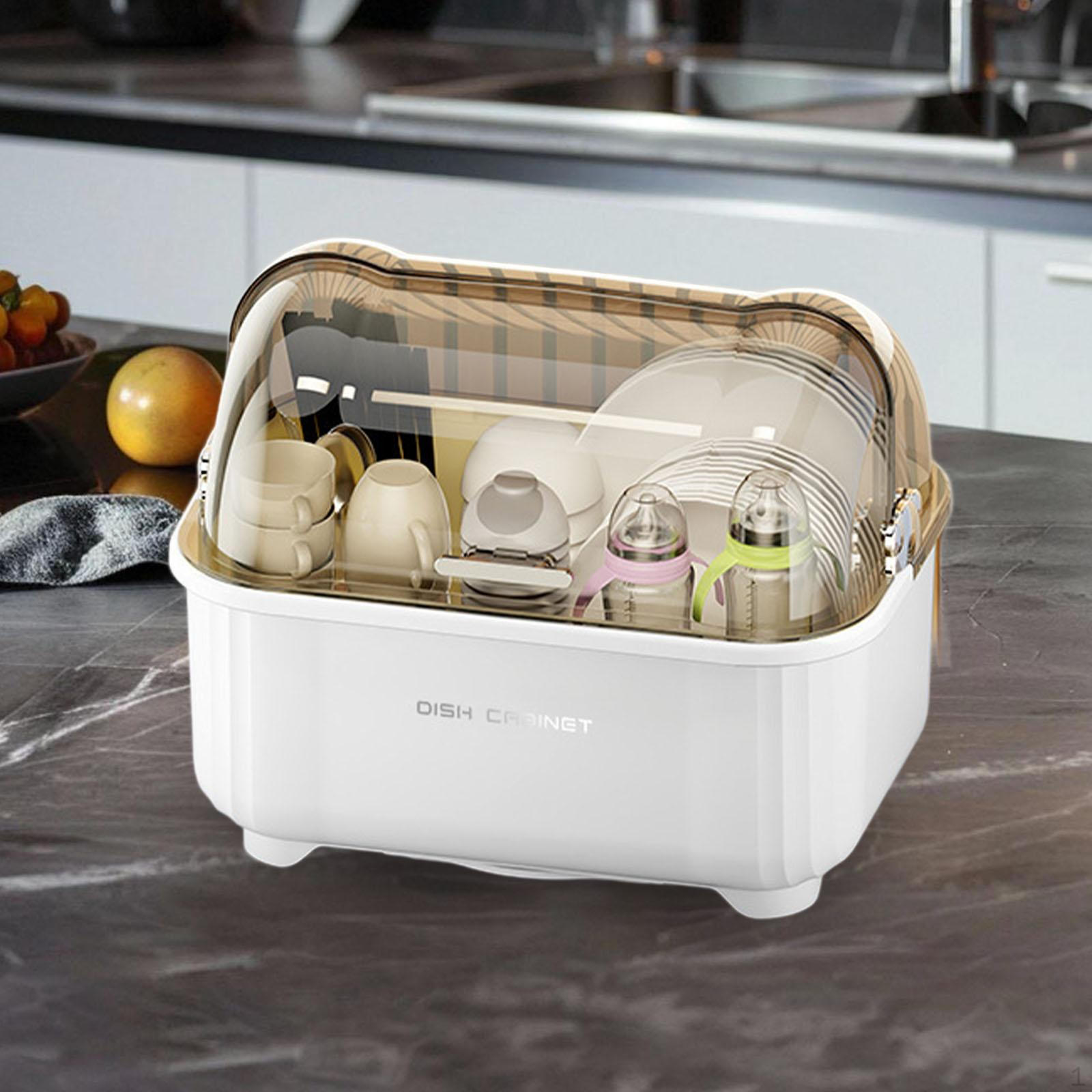 

Сушилка для посуды Поддон для сушки Подставка для детских бутылочек Защита от пыли Органайзер для посуды с крышкой Gray White