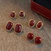 Retro Hong Kong Style Red Drip Glaze Stud Earrings Autumn and Winter Temperament Earrings Design New Year's Earrings