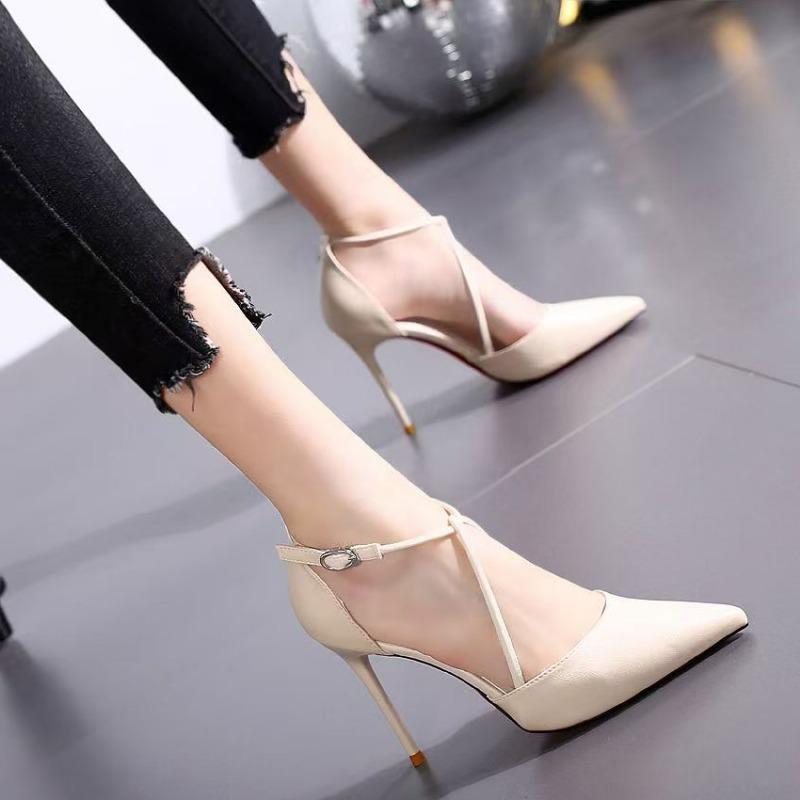 Fashion Super High Heel Shoes Spring New Pointed Head Shallow Mouth Thin with Anti-slip Wear-resistant Temperament Heel Shoes