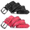 1pc Men's Retro Alloy Needle Buckle Women's Belt Round Rivet Belt Punk Hip Hop Rock Jeans Belt PU Leather Belt For Men and Women