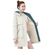 Hooded trench coat medium and long spring and autumn new winter velvet thickened cotton-padded coat cotton-padded jacket women's fashion trend