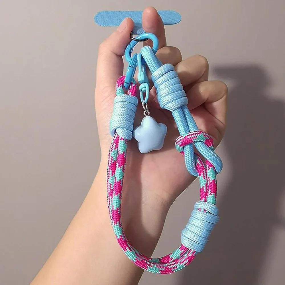 Strapazierfähiges Verstellbares Handy-Lanyard Handgelenksband 2-in-1 Kurze Handschlaufe Gewebt Stilvolles Handy-Zubehör für Männer und Frauen