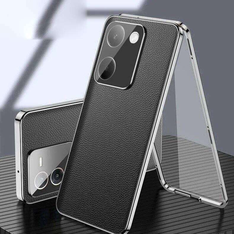 Etui na OnePlus ACE 2 3 3V 11 12 13 Pro, Aluminiowy Bumper z Bokami z Hartowanego Szkła i Skórzanym Tyłem, Bumpery na Telefon