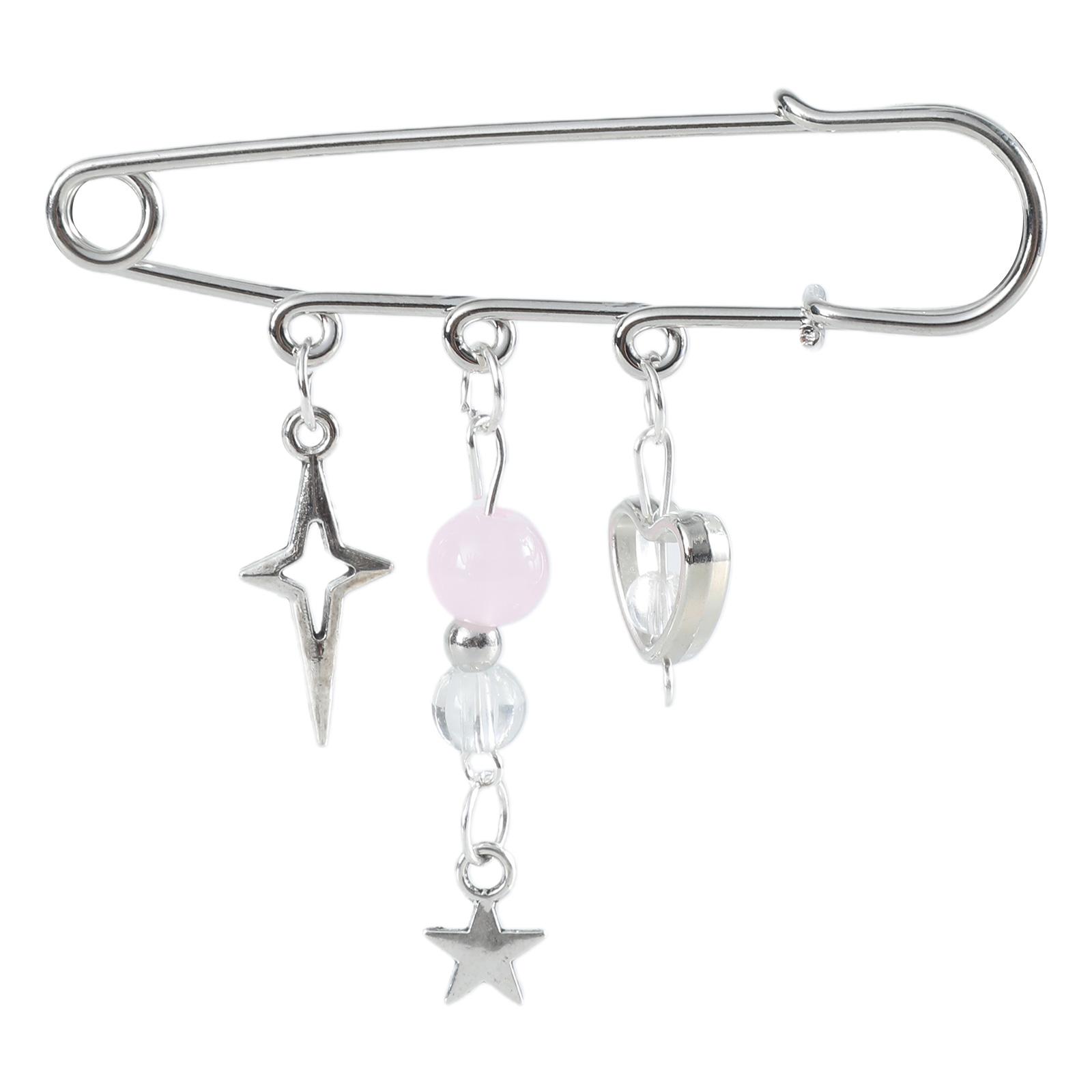 

Изящная брошь на лацкан в виде звезды и сердца ручной работы с цепочкой, уникальный аксессуар для нагрудника для рюкзаков и одежды