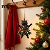 Festive Home Decoration 2Pcs Christmas Cat Acrylic Ornament, 2D Flat Kitty Hanging Pendant with Lover Gifts Santa Hat Tree Decor, Car Rearview Mirror
