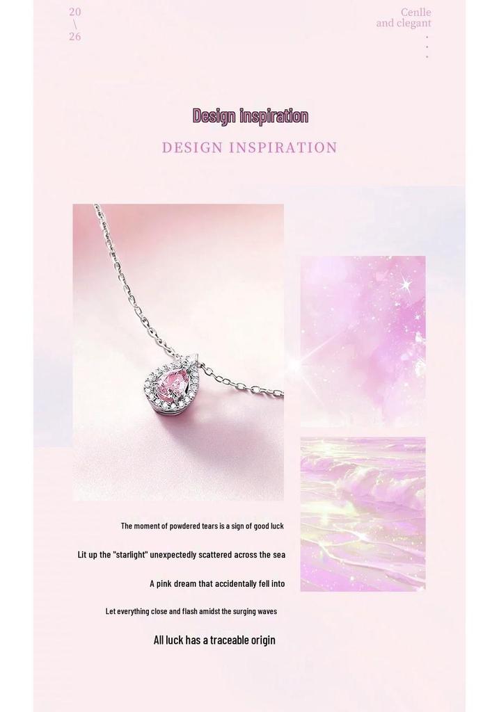 925 Sterling Silver Teardrop Necklace: Elegant, Niche Design Clavicle Chain Gift for Her