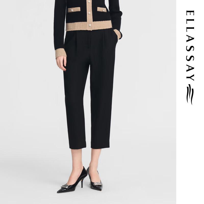 

ELLASSAY Женские укороченные брюки из 100% мериносовой шерсти с поясом-бумажным пакетом S