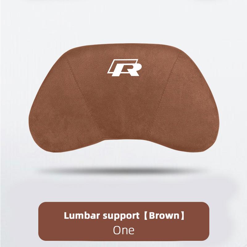 Suede Headrest Car Breathable Memory Foam Neck Pillow For VW Jetta Golf Passat Polo CC Tiguan Arteon Touareg Taigo Caddy Hub Cap EF1