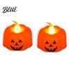 Ornements de Présentation de Table 2 Pièces Bougies LED sans Flamme Citrouille d'Halloween, Fonctionnement à Piles, Petite Lampe de Table Visage de Fantôme Décorative, 3D