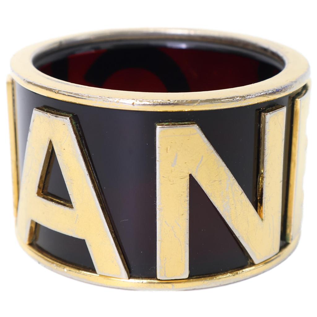 CHANEL Logo bangle Bangle Dark brown / goldUsed