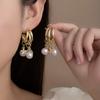 High-End Pearl Five-Pointed Star Design Stud Earrings, Fashionable Temperament, Niche Double-Layer Earrings, Elegant And Simple Women'S Earrings.