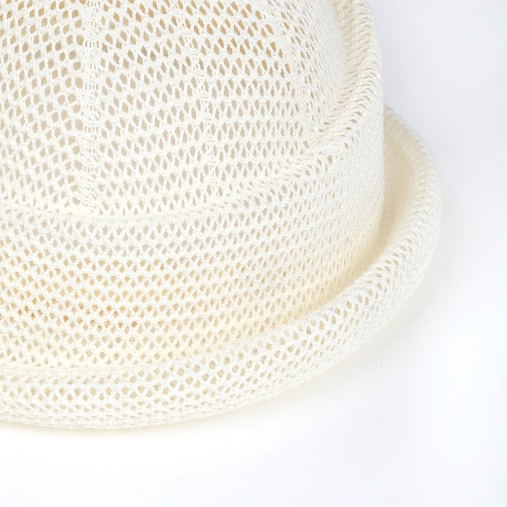 Summer Straw Pillbox Hat Curled Edge Circle Top Straw Hat Sun Basin Hat