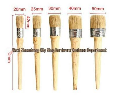 Marine Hog Bristle Round Head Paint Brush with Long Wooden Handle