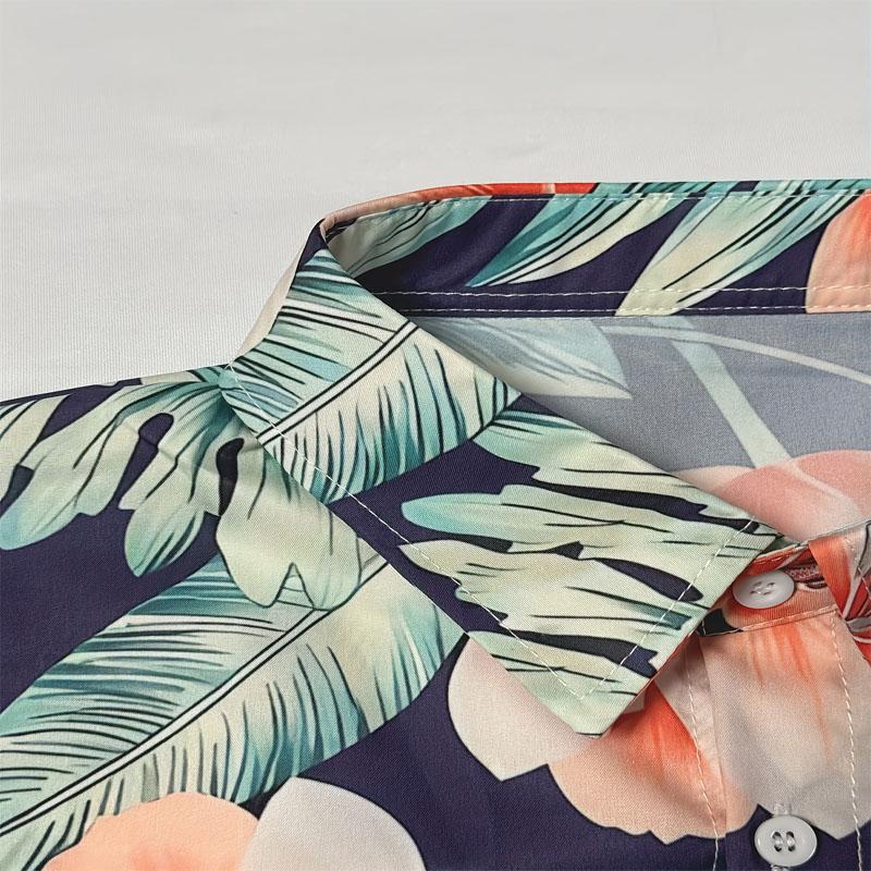 Мужская повседневная рубашка с принтом тропических листьев, с короткими рукавами, быстросохнущая, на пуговицах, модная летняя пляжная одежда