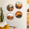 4Pcs Wooden Frames Aesthetic Ornament Round Background Pendant  Bedroom