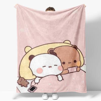 Cartoon Print Bubu Dudu Flannel Throw Blanket Series Kids Blankets Sofa Decoration Bear and Pa Blankets Cozy Soft