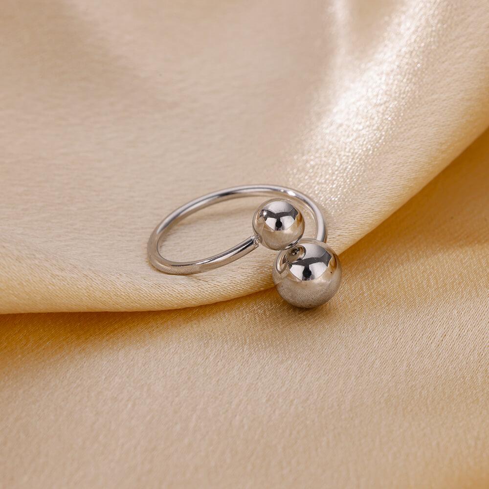 Exaggerated Stainless Steel Bead Ball Rings For Women Men Open Adjustable Gold Color Stainless Steel Ring Waterproof Jewelry