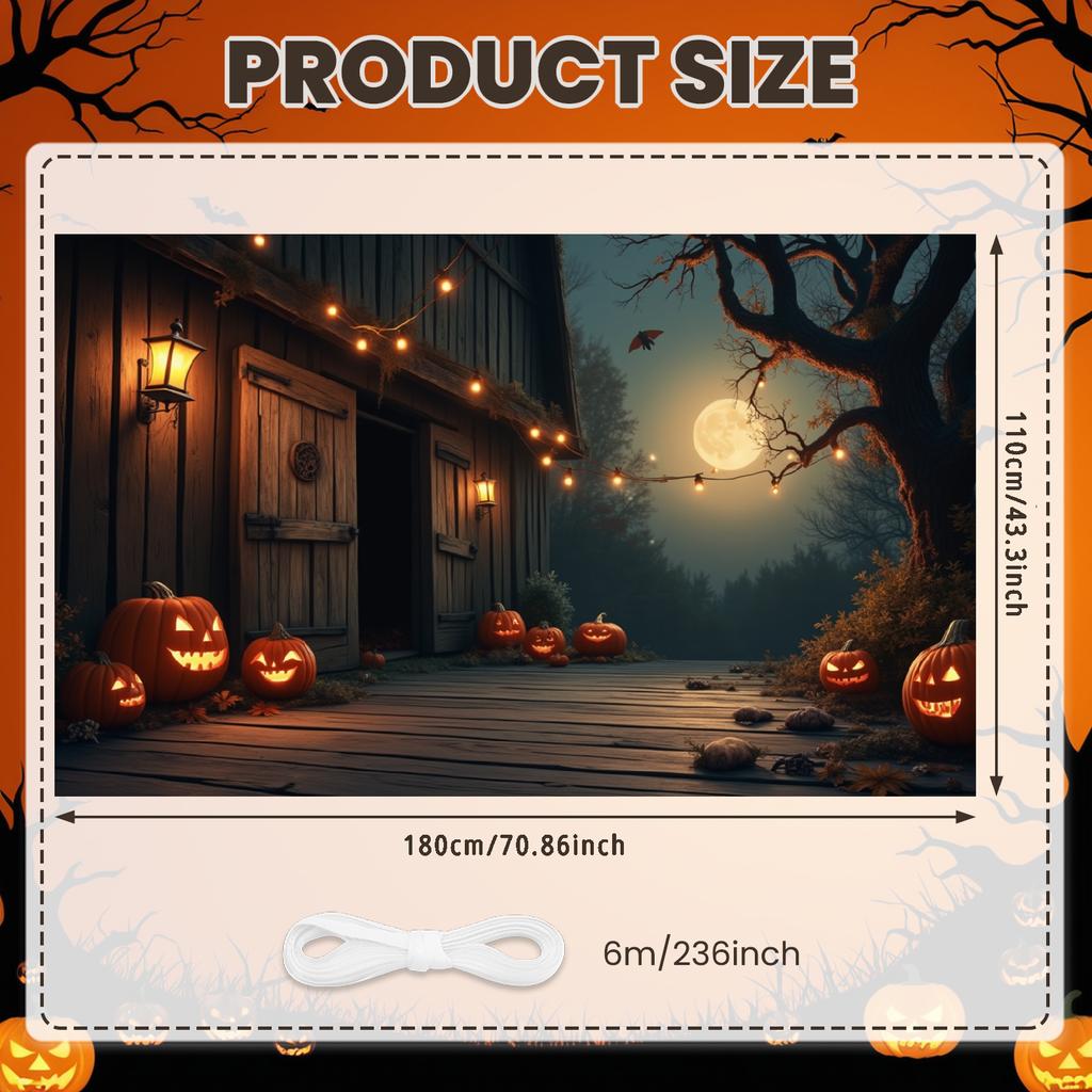 Outdoor Party Moody Lighting Halloween Banner Autumn Decoration Night Sky Jack O Lantern Decor For Holiday Celebration Halloween
