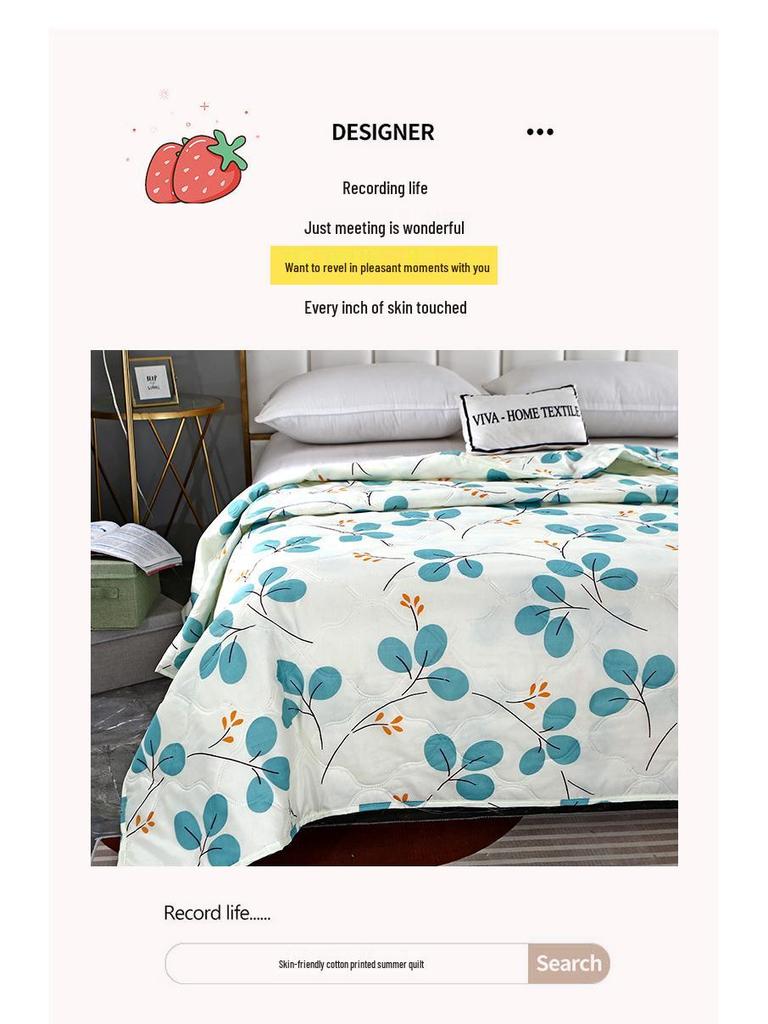 Summer Cool Gift Quilt Set: Washable Cotton Comforter & Thin Quilt