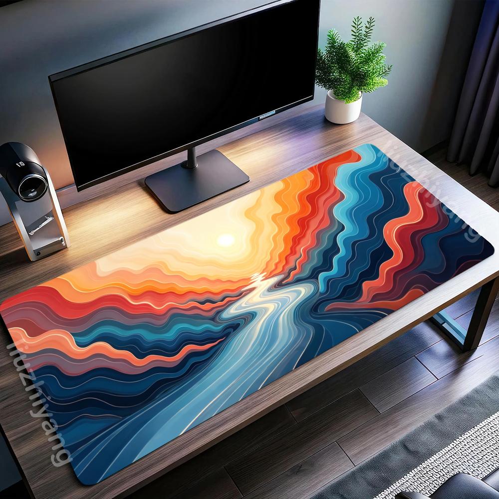 Tapis de Souris Ciel Étoilé Marbre Liquide Abstrait Grand Tapis de Table d'Ordinateur de Bureau Jeu Caoutchouc Antidérapant Bordé Tapis de Clavier Tapis de Bureau