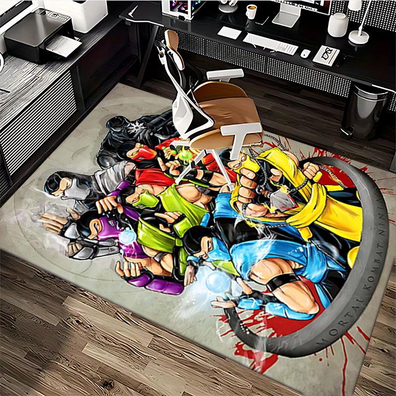 1pc Mortal Kombat Ninja Chair Mat - Anime Cartoon Design, Non-Slip Carpet for Office, Home Decor, Living Room, Bedroom, Game Room - Perfect Gift for F