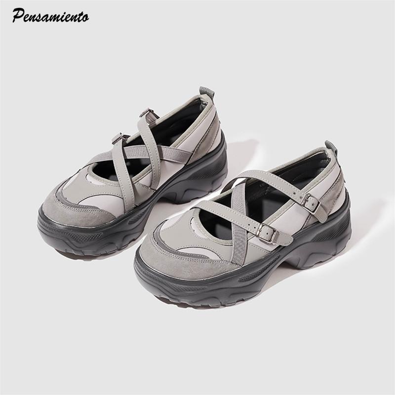 Ballet Style Spring Autumn Mary Janes Women Flats Comfortable Soft Platform Sports Loafers Casual Chunky Sneakers Shoes