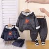 Boys' 2-Piece Cotton Set, Kids Wild West Hoodie and Pants Set, High-Quality Baby Clothes -S-XXL