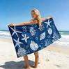 1Pc Marine Organism Printed Beach Towel, Ultra-Fine Fiber Absorbent Beach Towel, Beach Vacation Swimming Diving Beach Towel