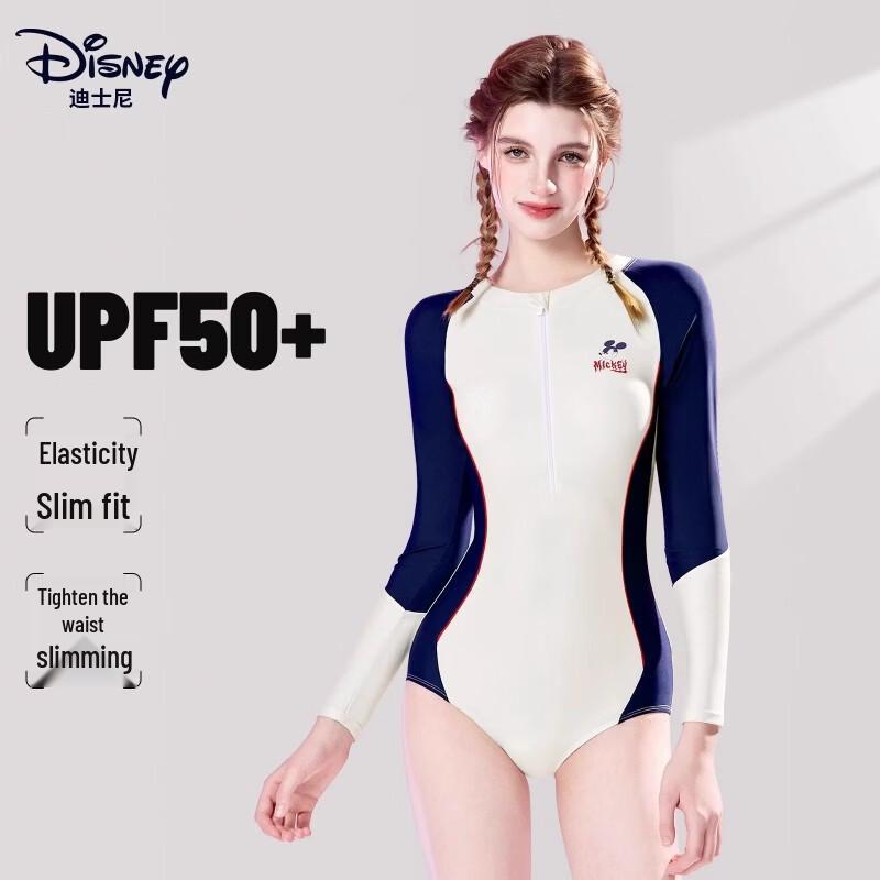 Disney Women s Long Sleeve One-Piece Rash Guard Swimsuit L