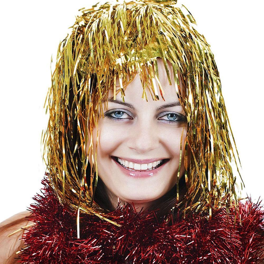Glitter Halloween Colored Wig Funny Shiny Party Wig Short Foil Tinsel Wigs