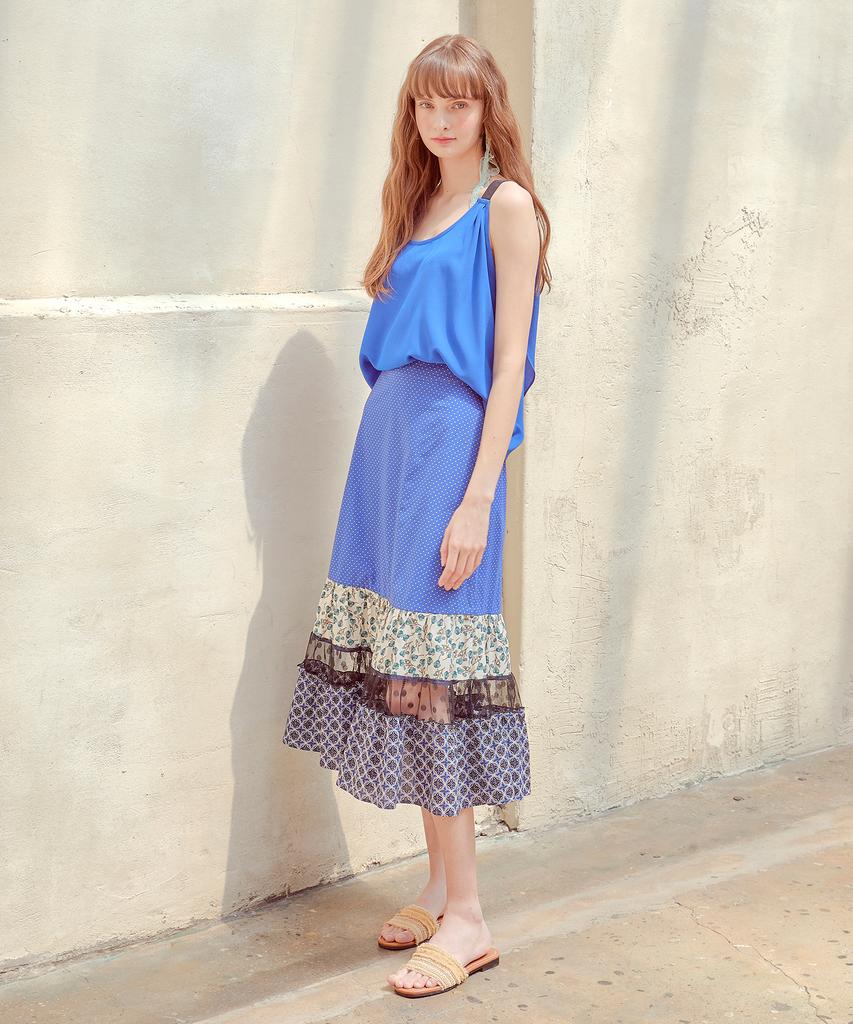 ETMON Back Overlap Blouse Blue